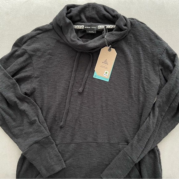 🆕 NWT Prana Freida cowl neck black knit top size large - Picture 2 of 12